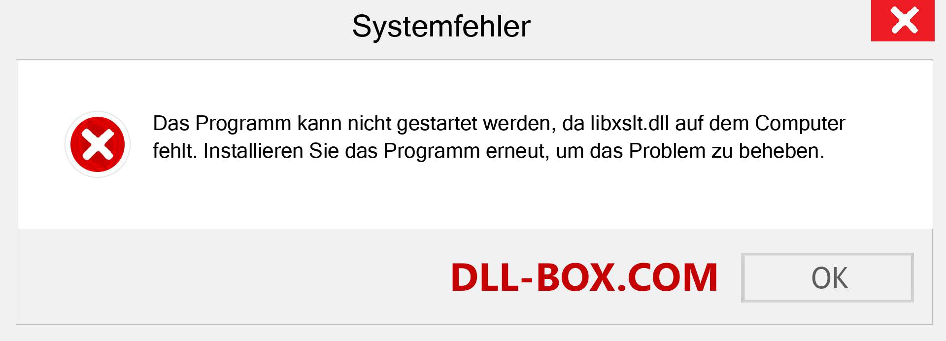 libxslt.dll-Datei fehlt?. Download für Windows 7, 8, 10 - Fix libxslt dll Missing Error unter Windows, Fotos, Bildern